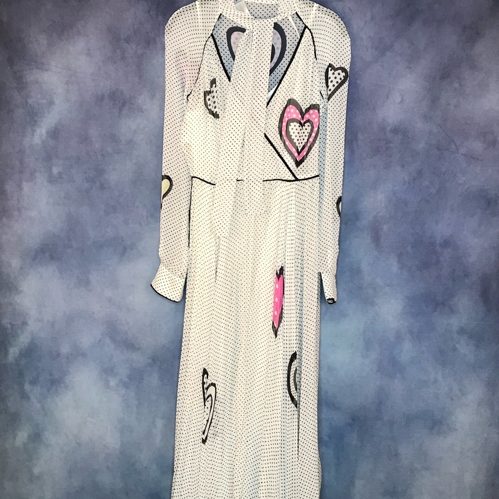 Silk midi dress with hearts S